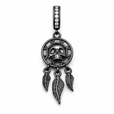 Black Skull Dream Catcher Charm 925 Sterling Silver