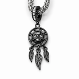 Black Skull Dream Catcher Charm 925 Sterling Silver