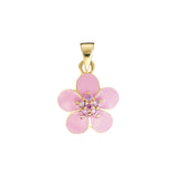 Blossom Pink Tourmaline CZ Gold Plated Silver Pendant Necklace