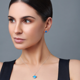 Blue Opal Saturn Shape Sterling Silver Stud Earrings