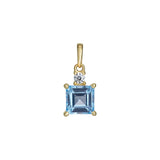 9ct Gold Pendant with Blue Topaz Princess-cut cubic zirconia detail