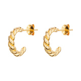 14ct Gold Plated Braided Hoop Earrings, 925 Sterling Silver