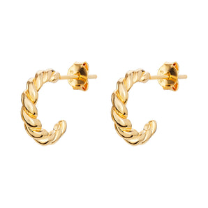 14ct Gold Plated Braided Hoop Earrings, 925 Sterling Silver