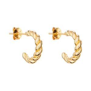 14ct Gold Plated Braided Hoop Earrings, 925 Sterling Silver