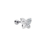 Sterling Silver and Cubic Zirconia Sparkling Butterfly Barbell Stud