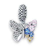 Butterfly CZ Dangle Charm 925 Stering Silver