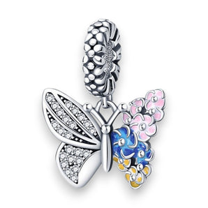 Butterfly CZ Dangle Charm 925 Stering Silver