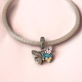Butterfly CZ Dangle Charm 925 Stering Silver