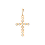 9ct Gold Cubic Zirconia Cross Pendant Necklace