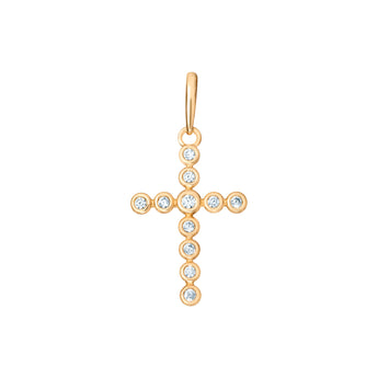 9ct Gold Cubic Zirconia Cross Pendant Necklace