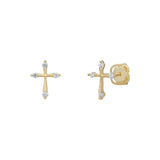 9ct Gold CZ Cross Stud Earrings