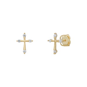 9ct Gold CZ Cross Stud Earrings