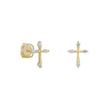 9ct Gold CZ Cross Stud Earrings