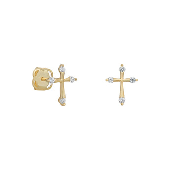 9ct Gold CZ Cross Stud Earrings