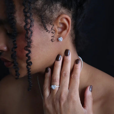 Cubic Zirconia Heart stud Earrings