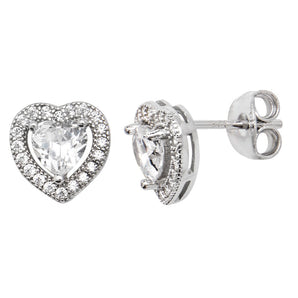 Cubic Zirconia Heart stud Earrings