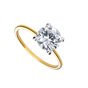 CZ Solitare Sweetheart 18ct Gold Plated Ring, 925 Sterling Silver
