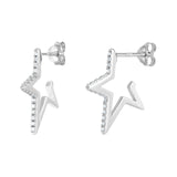 Sterling Silver Cubic Zirconia Star Shaped Hoop Earrings