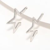 Sterling Silver Cubic Zirconia Star Shaped Hoop Earrings