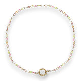 Amnesia Jewellery | Gold Plated Stainless Steel Cassie Paperclip Chain Necklace. Our 20" Cassie Twisted Paperclip Necklace is made from gold plated stainless steel with multi coloured enamel and sailors clasp. Tarnish Free and Waterproof. Shop now for quality Jewellery/Jewelry!