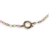 Amnesia Jewellery | Gold Plated Stainless Steel Cassie Paperclip Chain Necklace. Our 20" Cassie Twisted Paperclip Necklace is made from gold plated stainless steel with multi coloured enamel and sailors clasp. Tarnish Free and Waterproof. Shop now for quality Jewellery/Jewelry!