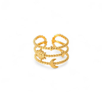 Amnesia Jewellery | Gold Plated Stainless Steel Luna Celestial Ring