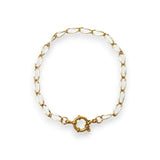 Amnesia Jewellery | Gold Plated Stainless Steel Chelsea Paperclip Chain. Our Chelsea twisted paperclip bracelet is made from gold plated stainless steel with white enamel decoration and sailors clasp. Tarnish Free and Waterproof. Shop now for quality Jewellery/Jewelry! Bracelet