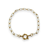 Amnesia Jewellery | Gold Plated Stainless Steel Chelsea Paperclip Chain. Our Chelsea twisted paperclip bracelet is made from gold plated stainless steel with white enamel decoration and sailors clasp. Tarnish Free and Waterproof. Shop now for quality Jewellery/Jewelry! Bracelet