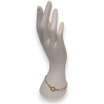 Amnesia Jewellery | Gold Plated Stainless Steel Chelsea Paperclip Chain. Our Chelsea twisted paperclip bracelet is made from gold plated stainless steel with white enamel decoration and sailors clasp. Tarnish Free and Waterproof. Shop now for quality Jewellery/Jewelry! Bracelet