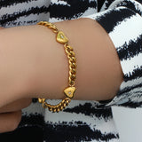 Amnesia Jewellery | Gold Plated Stainless Steel Cuban Heart Bracelet