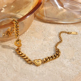Amnesia Jewellery | Gold Plated Stainless Steel Cuban Heart Bracelet