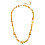 Amnesia Jewellery | Gold Plated Stainless Steel Cuban Heart Necklace