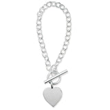 Chunky Silver T-Bar Heart Bracelet 