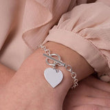 Chunky Silver T-Bar Heart Bracelet 