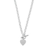 Chunky Silver T-Bar Heart Necklace