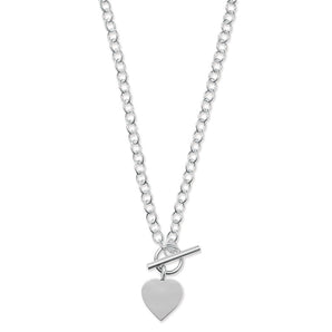 Chunky Silver T-Bar Heart Necklace