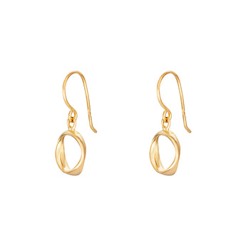 9ct Gold Plated Circle Drop Hook Earrings, 925 Sterling Silver