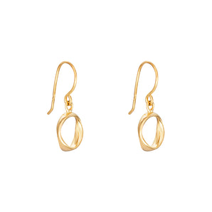 9ct Gold Plated Circle Drop Hook Earrings, 925 Sterling Silver