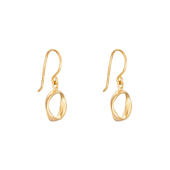 9ct Gold Plated Circle Drop Hook Earrings, 925 Sterling Silver
