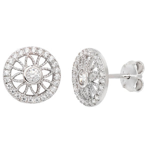 Circle Flower Stud Earrings