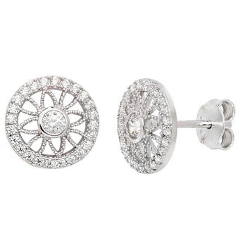 Circle Flower Stud Earrings