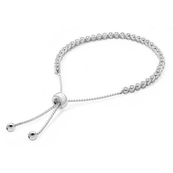 Silver Classic Cubic Zirconia Bolo Bracelet