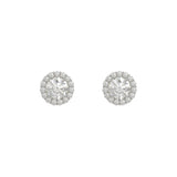 Round Cubic Zirconia Halo Stud Earrings 