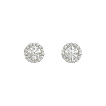 Round Cubic Zirconia Halo Stud Earrings 