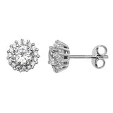 Round Cubic Zirconia Halo Stud Earrings