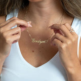 Personalised Classic Name Necklace With Heart in Silver or Gold