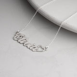 Personalised Classic Name Necklace With Heart in Silver or Gold