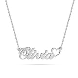 Personalised Classic Name Necklace With Heart in Silver or Gold