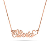 Personalised Classic Name Necklace With Heart in Silver or Gold