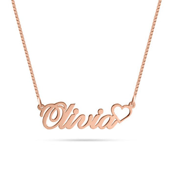 Personalised Classic Name Necklace With Heart in Silver or Gold